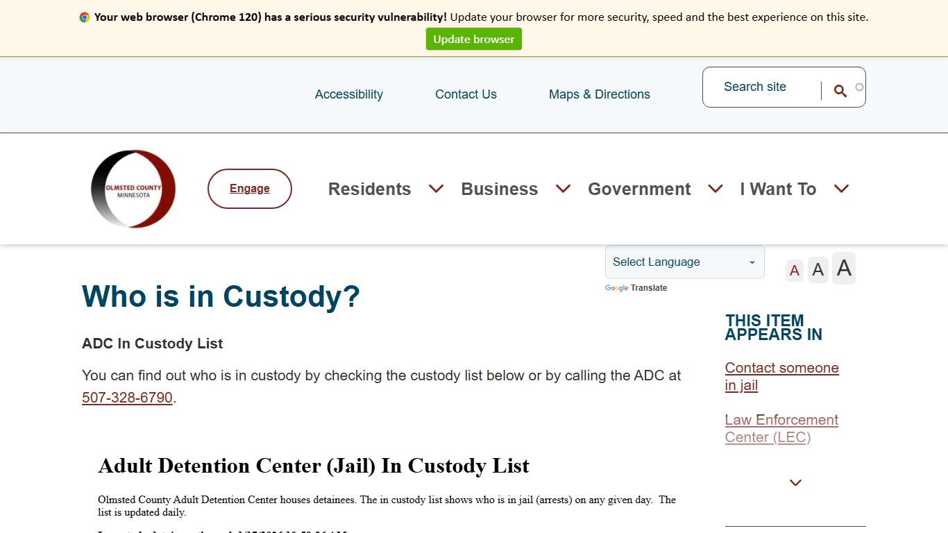 Who is in Custody? | Olmsted County, MN